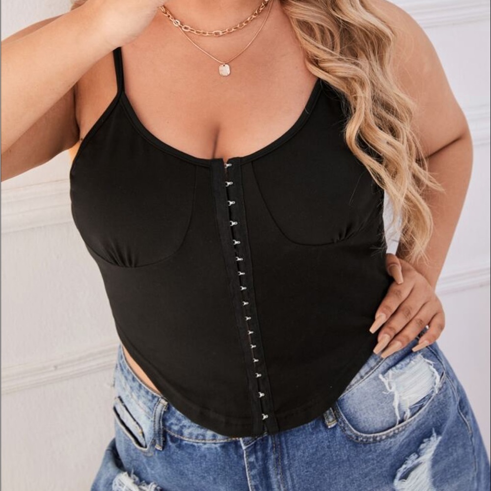 Black corset style crop tank top